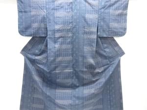 幾何学模様織出し十日町紬単衣着物